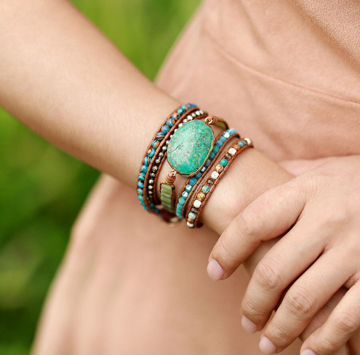 Pulseira de Proteção e Cura com Amazonite e Turquesa