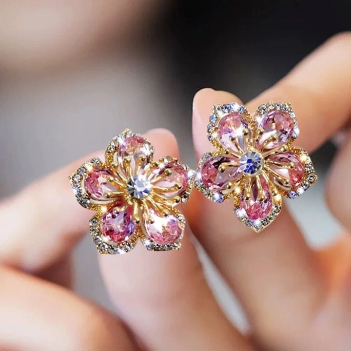 Brincos Prateados com Zircónias Coloridas