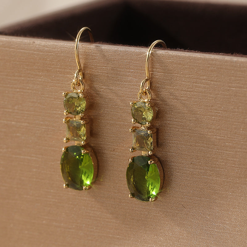 Brincos Pendentes Retro Verdes Elegantes