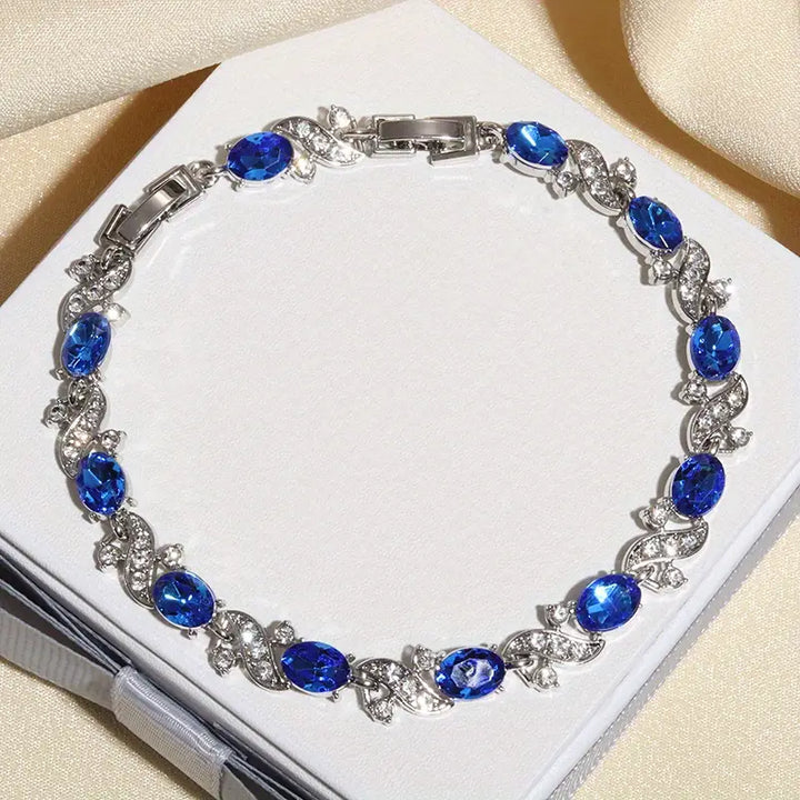 Pulseira Prateada com Safira