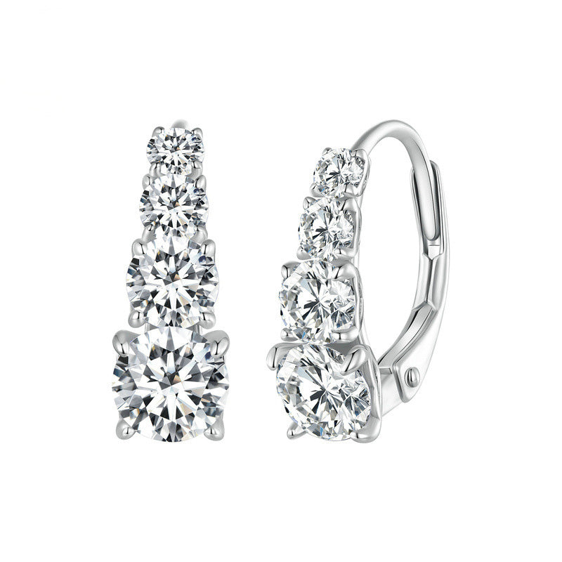 Brincos Carol com Quatro Pedras | Ouro Branco