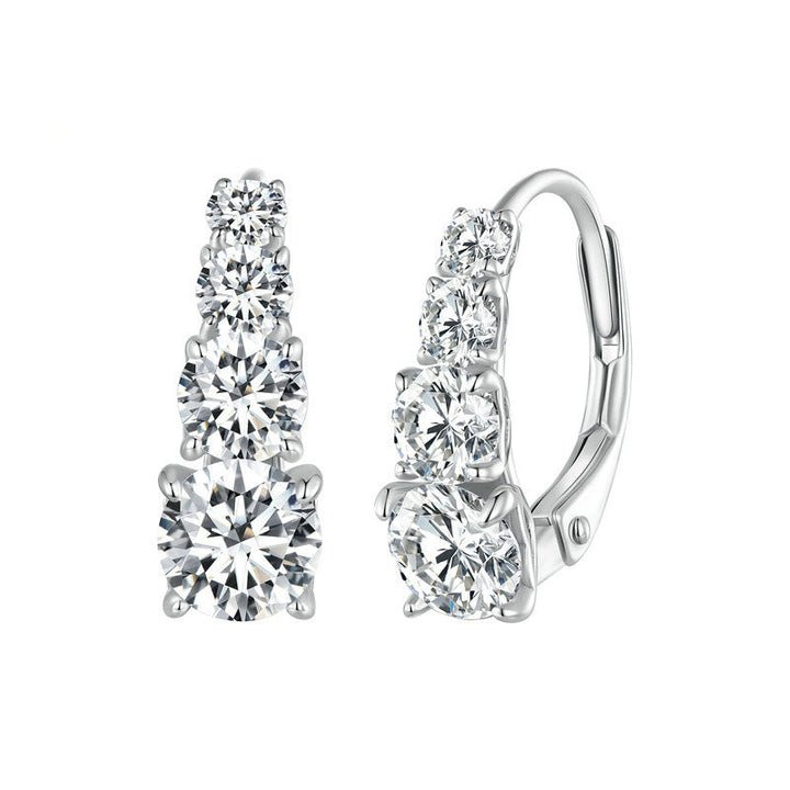 Brincos Carol com Quatro Pedras | Ouro Branco