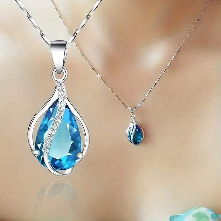 Colar Elegante com Pedra Azul