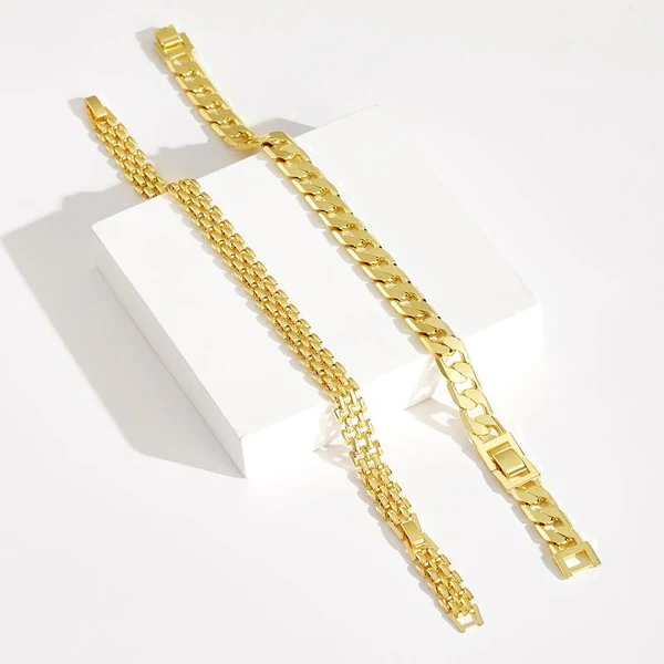 Conjunto de 2 Pulseiras de Elos Grossos 14K