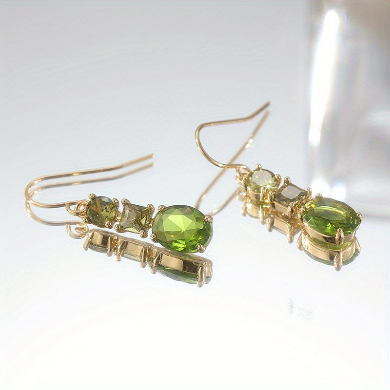Brincos Pendentes Retro Verdes Elegantes