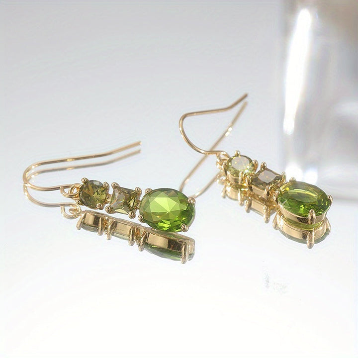 Brincos Pendentes Retro Verdes Elegantes