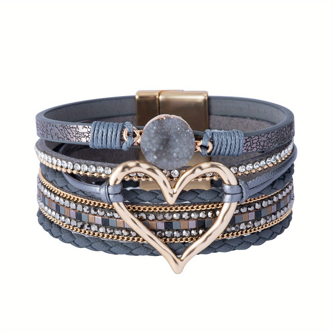 Pulseira de Couro Boémia de Várias Camadas