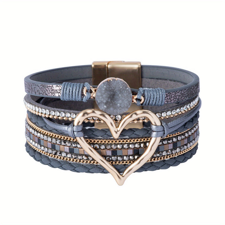 Pulseira de Couro Boémia de Várias Camadas