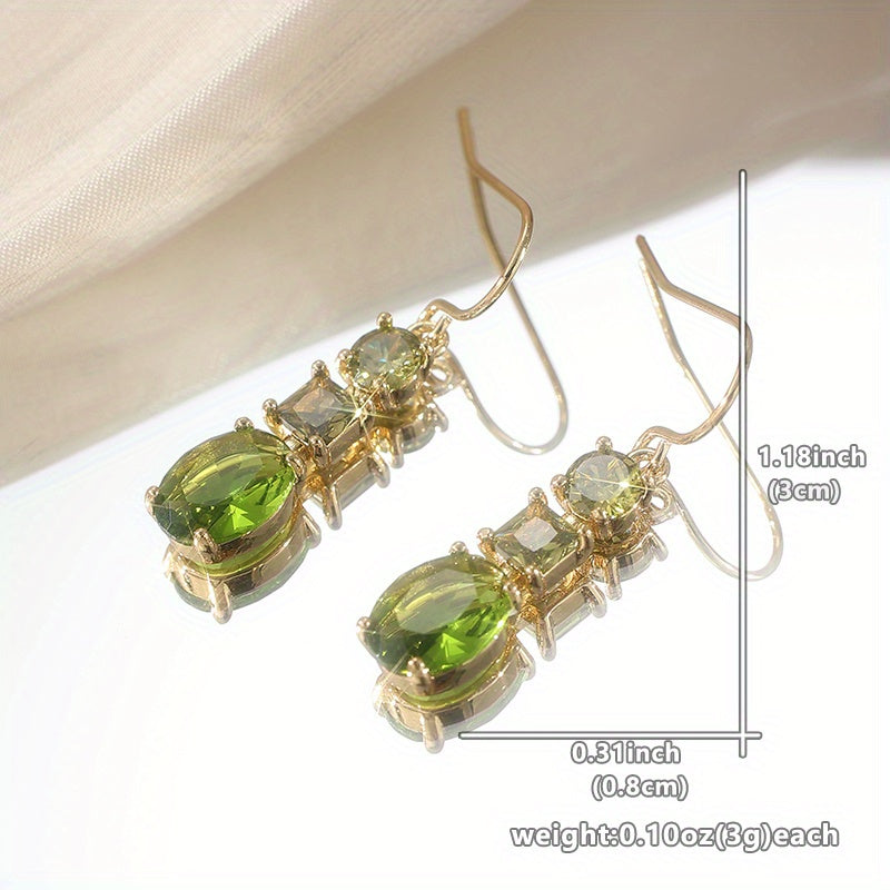 Brincos Pendentes Retro Verdes Elegantes