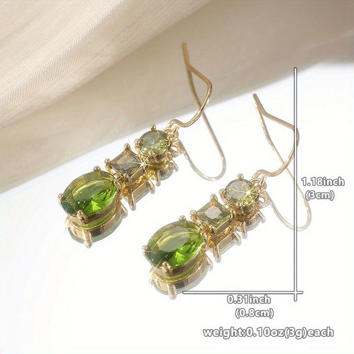 Brincos Pendentes Retro Verdes Elegantes
