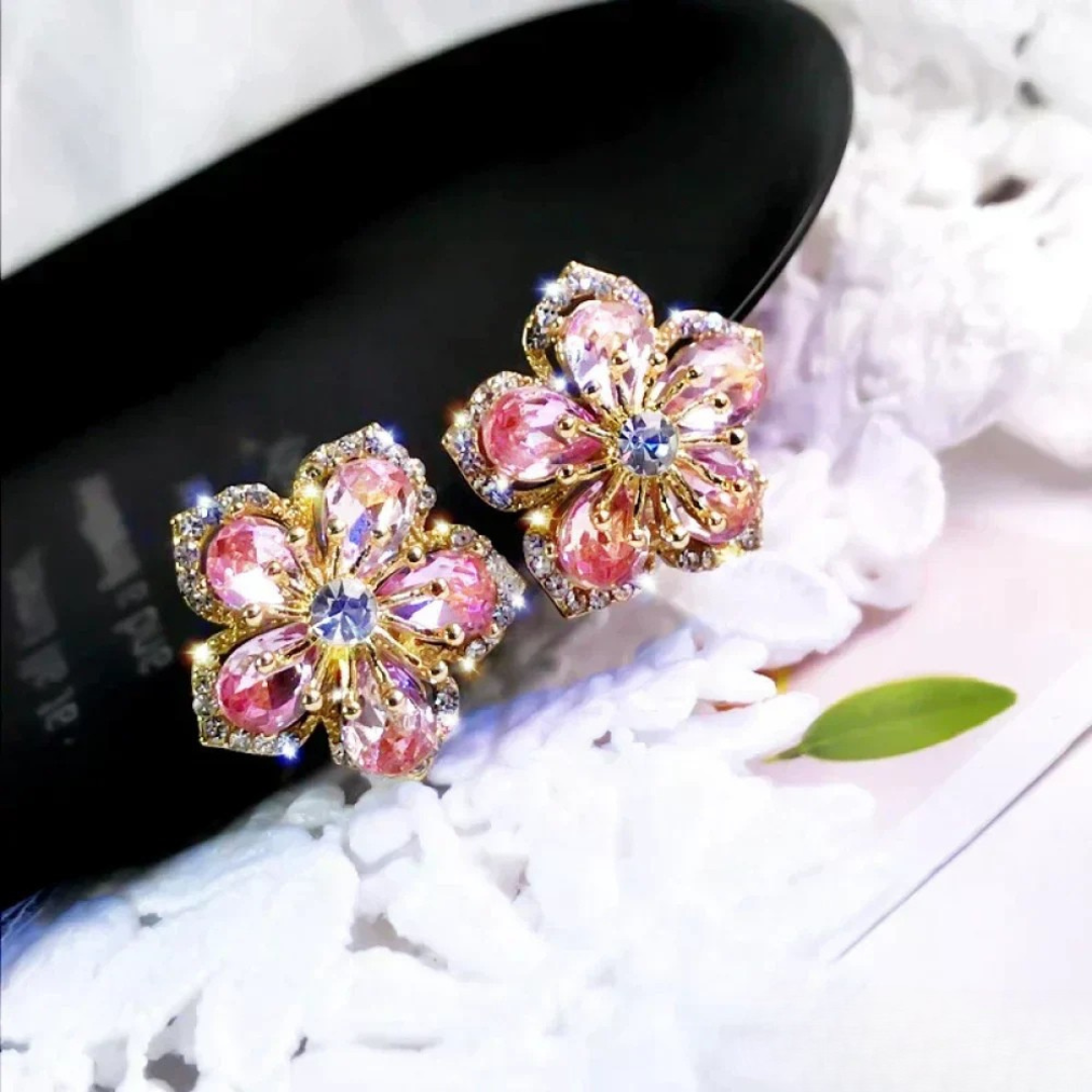 Brincos Prateados com Zircónias Coloridas