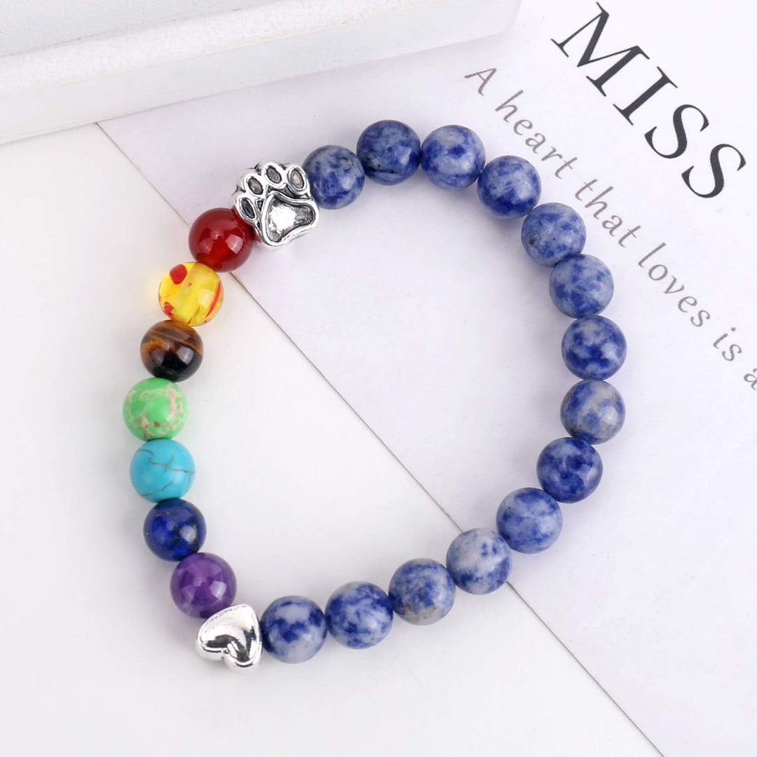Pulseira em Memória Ponte Arco-Íris – Presente com 7 Contas de Chakras em Memória de um Animal
