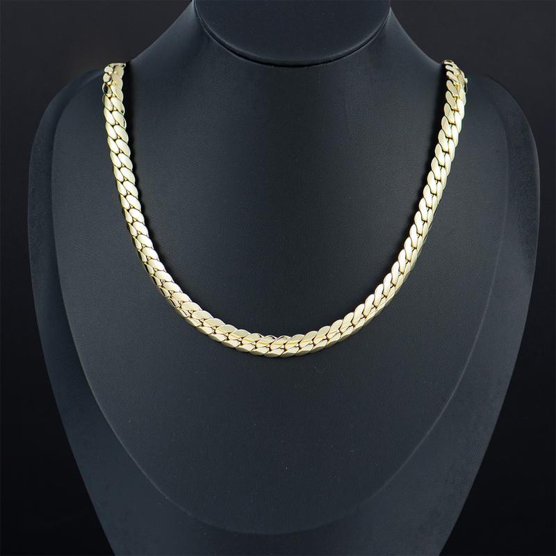 Colar com Corrente Miami, Banhado a Ouro 14K