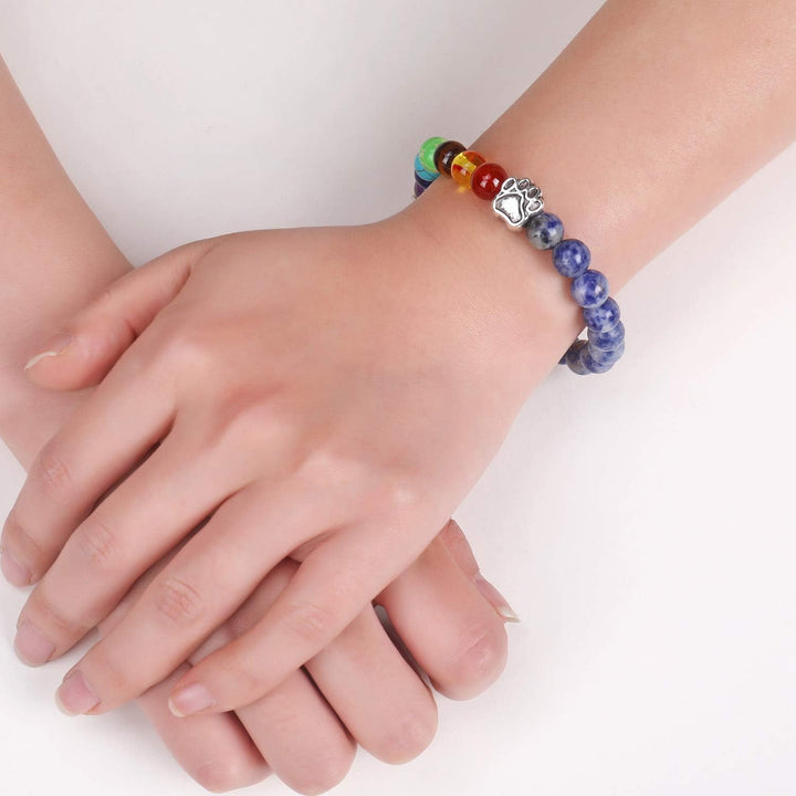 Pulseira em Memória Ponte Arco-Íris – Presente com 7 Contas de Chakras em Memória de um Animal