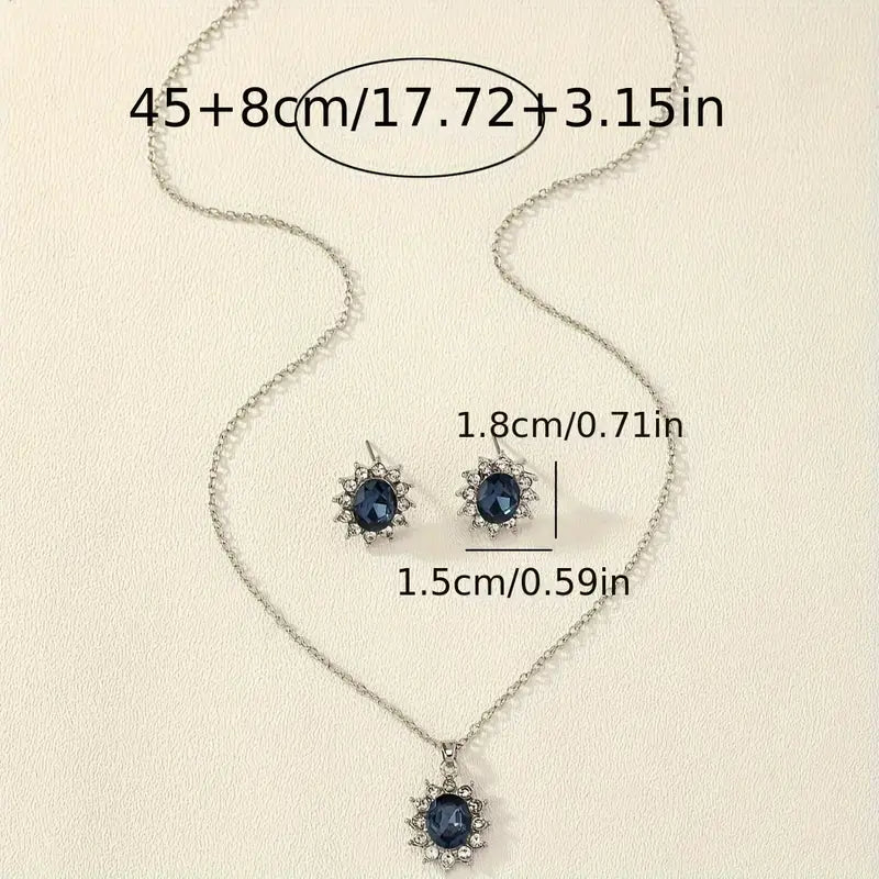 Conjunto de Joias com Safira Escura