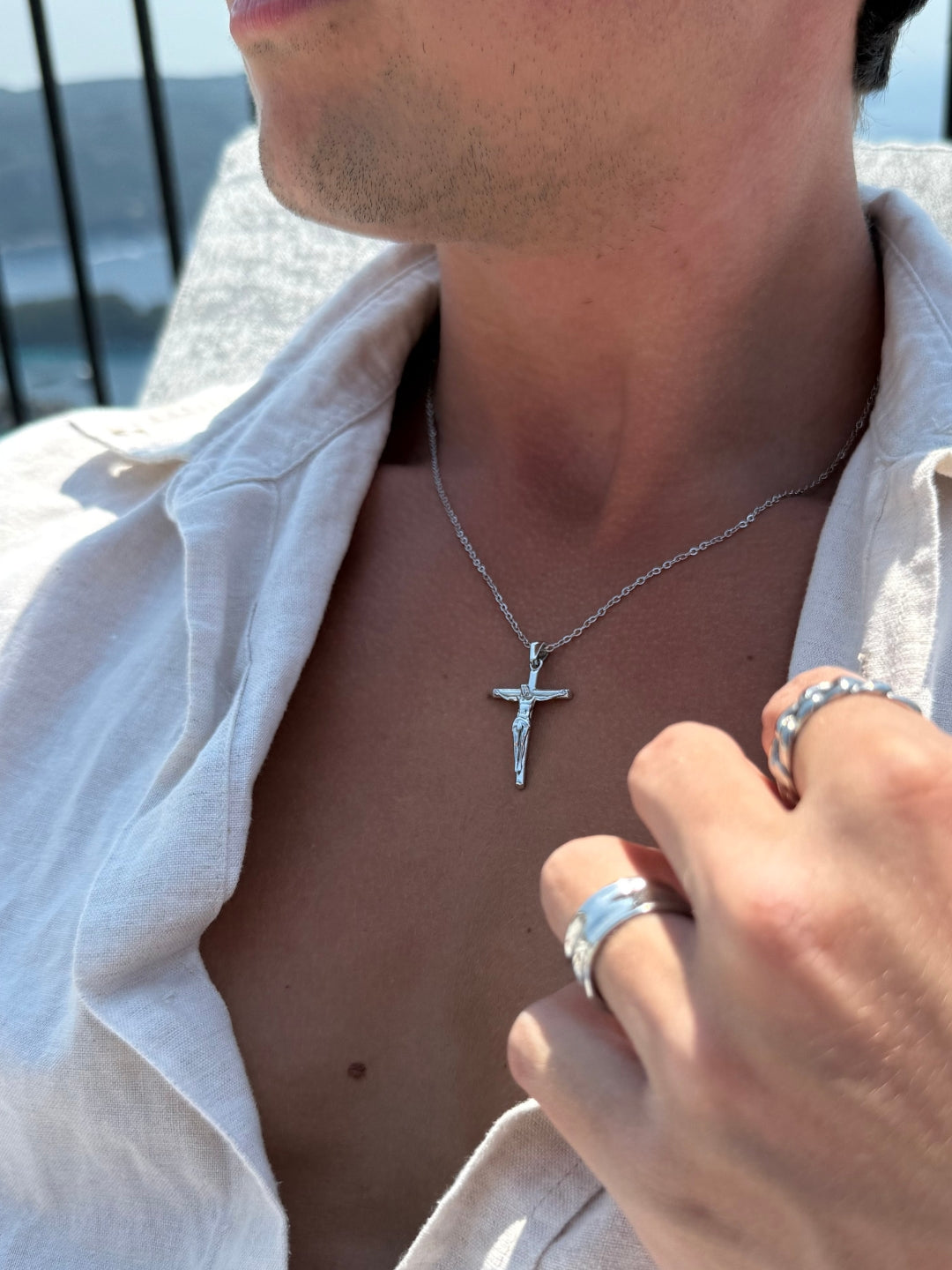 CORRENTE COM CRUCIFIXO | Prata