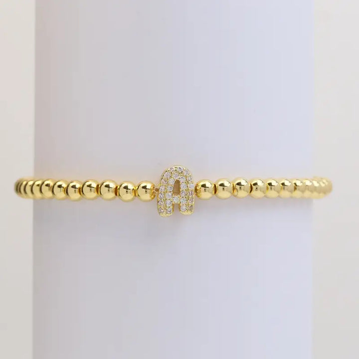 Pulseira de Contas com Inicial Bubble A–Z