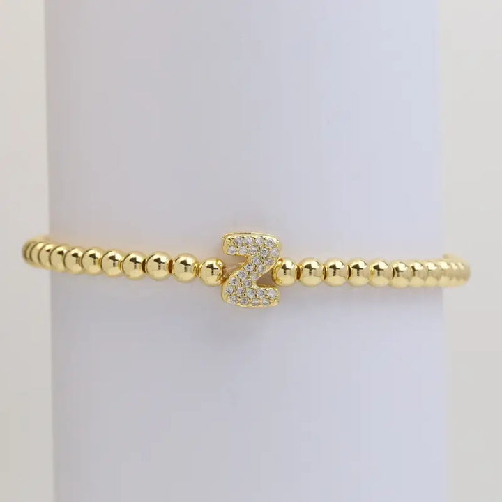 Pulseira de Contas com Inicial Bubble A–Z