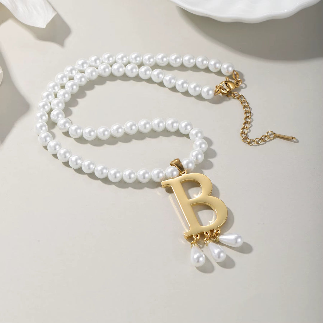 Colar de Pérolas de Luxo com Inicial A–Z