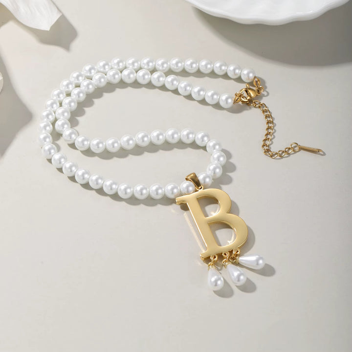 Colar de Pérolas de Luxo com Inicial A–Z