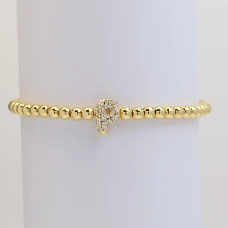 Pulseira de Contas com Inicial Bubble A–Z