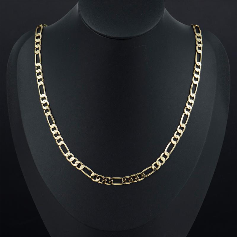 Colar com Corrente Figaro, Banhado a Ouro 14K