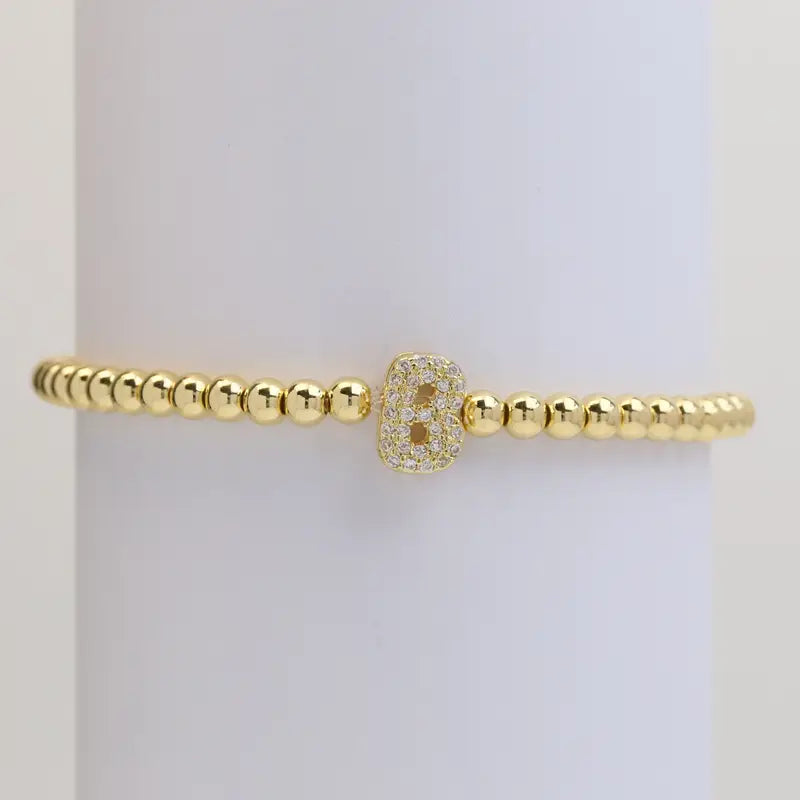 Pulseira de Contas com Inicial Bubble A–Z