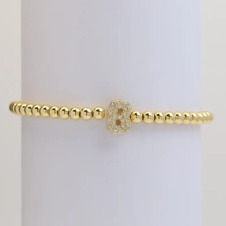 Pulseira de Contas com Inicial Bubble A–Z