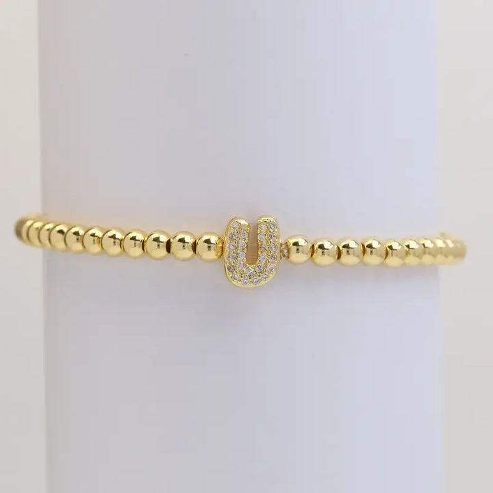 Pulseira de Contas com Inicial Bubble A–Z