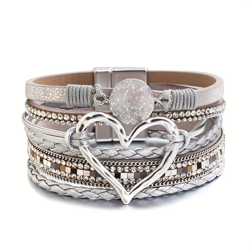 Pulseira de Couro Boémia de Várias Camadas