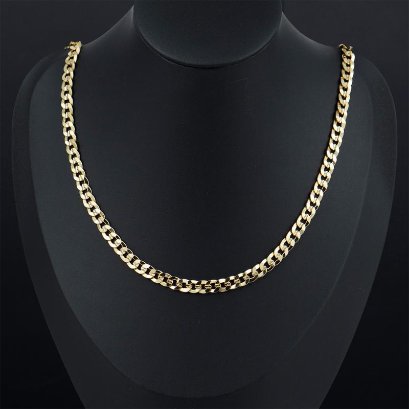 Colar com Corrente Côncava, Banhado a Ouro 14K