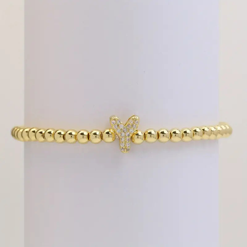 Pulseira de Contas com Inicial Bubble A–Z