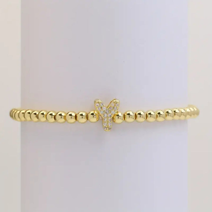 Pulseira de Contas com Inicial Bubble A–Z