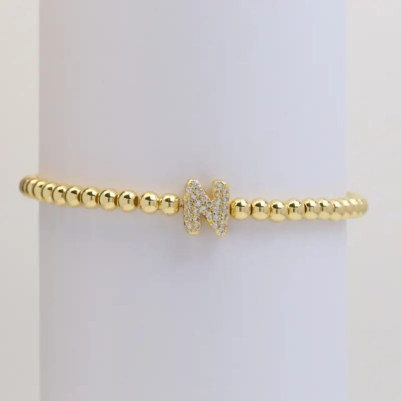 Pulseira de Contas com Inicial Bubble A–Z