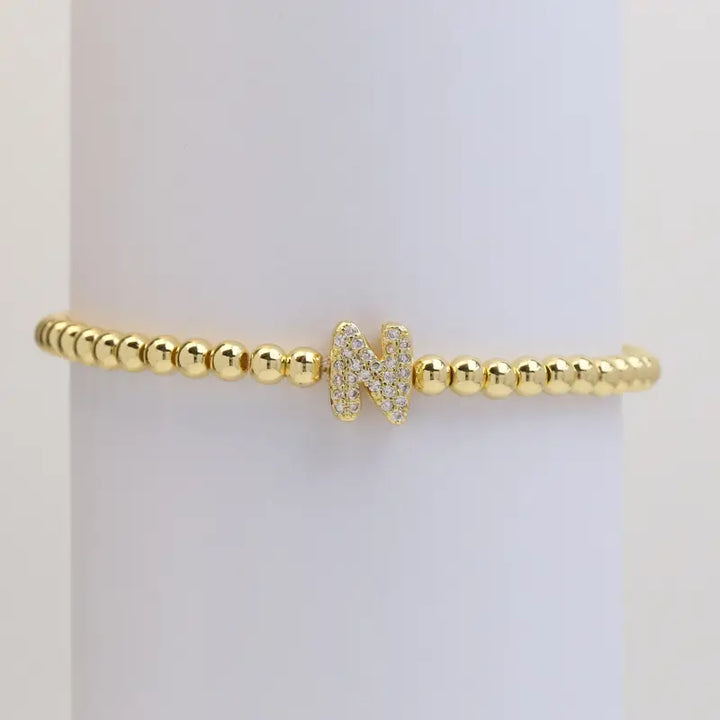 Pulseira de Contas com Inicial Bubble A–Z