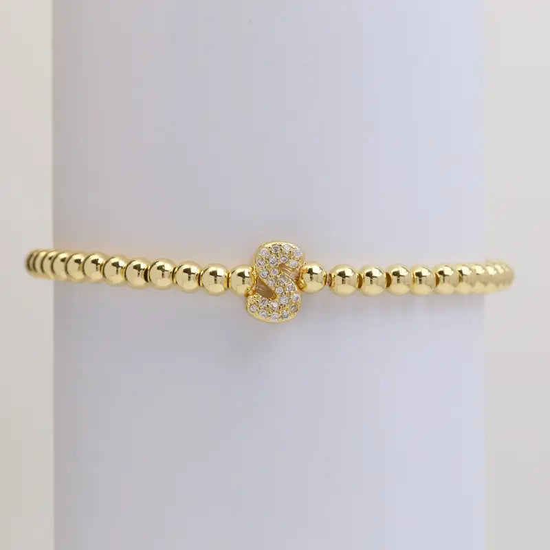 Pulseira de Contas com Inicial Bubble A–Z