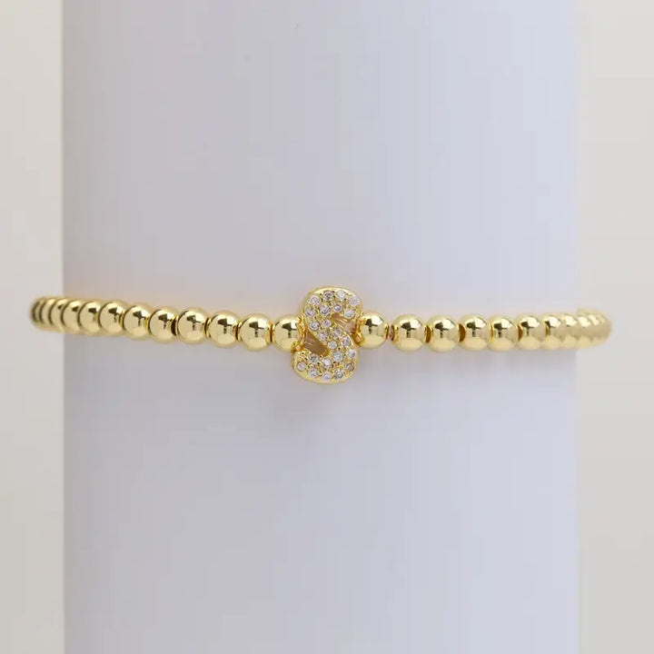 Pulseira de Contas com Inicial Bubble A–Z