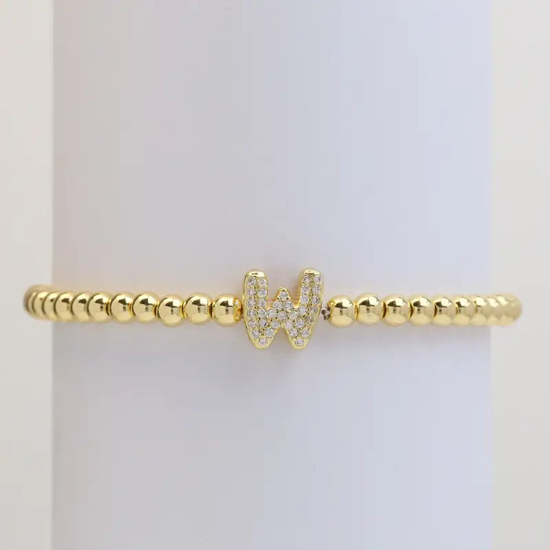 Pulseira de Contas com Inicial Bubble A–Z