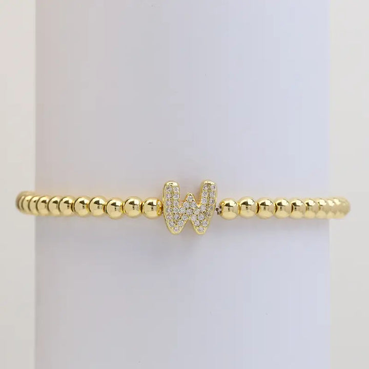 Pulseira de Contas com Inicial Bubble A–Z