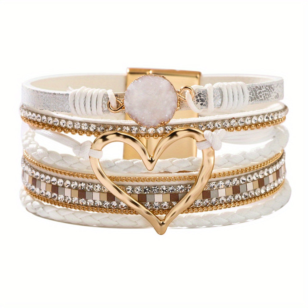 Pulseira de Couro Boémia de Várias Camadas