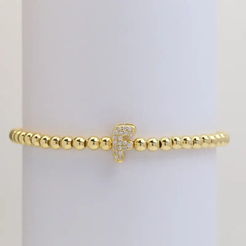 Pulseira de Contas com Inicial Bubble A–Z