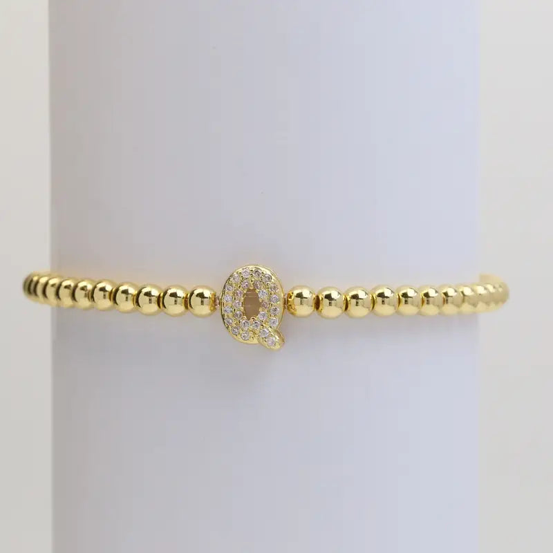 Pulseira de Contas com Inicial Bubble A–Z