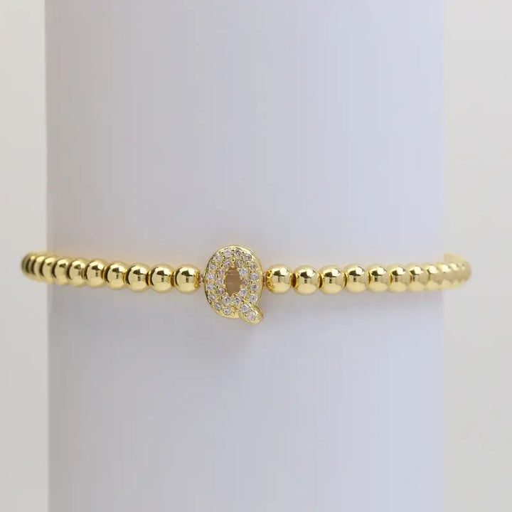 Pulseira de Contas com Inicial Bubble A–Z