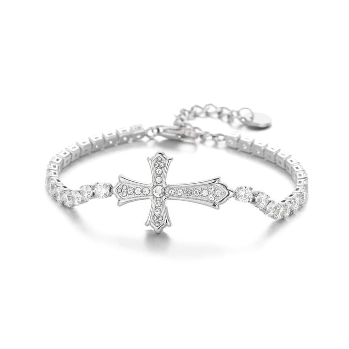 Pulseira com Cruz e Pedrinhas