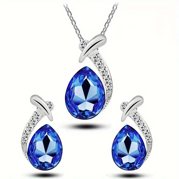 Conjunto Prateado Safira do Oceano