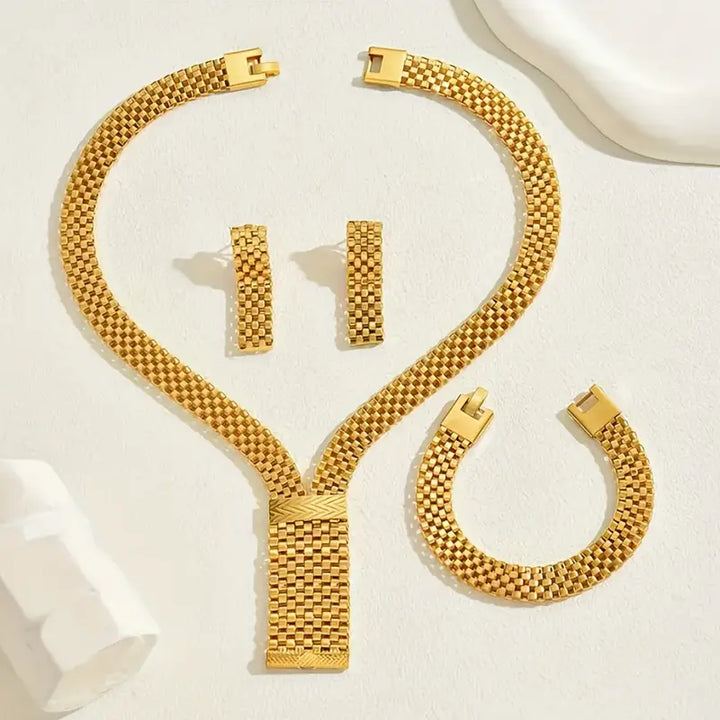 Conjunto de Joias em Malha de Ouro 18K