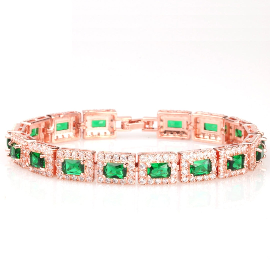 Pulseira Dourada Marcante em Verde-Esmeralda