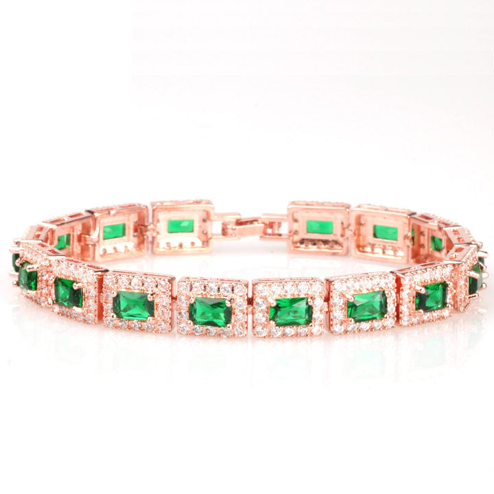 Pulseira Dourada Marcante em Verde-Esmeralda
