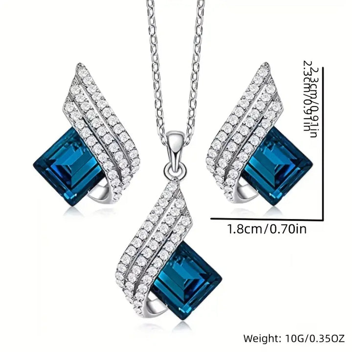 Conjunto de Joias com Pedras de Safira Azul