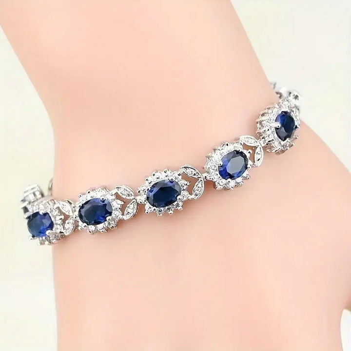 Pulseira de Safira Sofisticada com Encanto Elegante